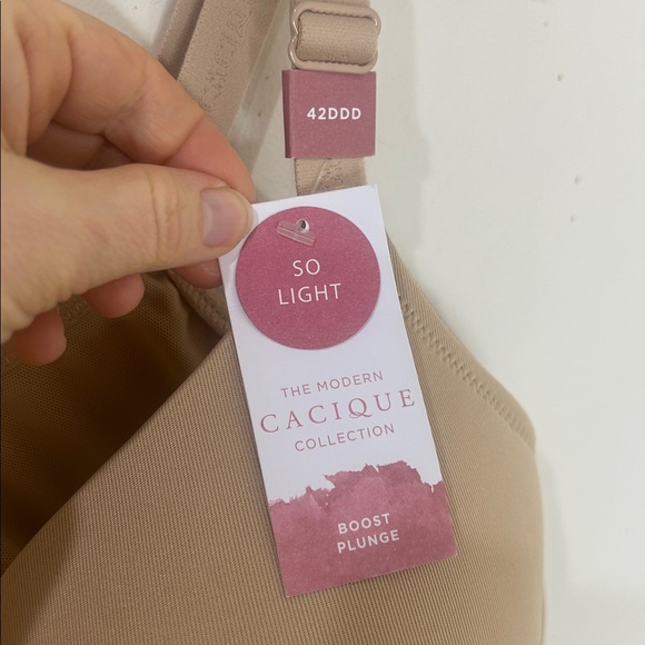 NWT CACIQUE Boost Plunge Bra Nude Size 42DDD - Picture 3 of 12